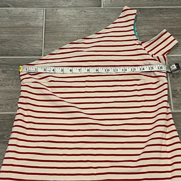 Maeve by Anthropologie Marketa Cotton Striped One-Shoulder Dress. Size Medium. - Picture 9 of 11